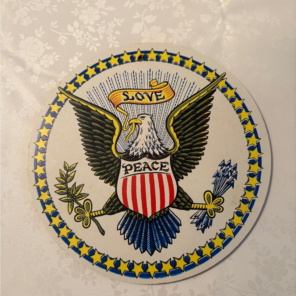 Vintage American Eagle Love Peace Hex Sign